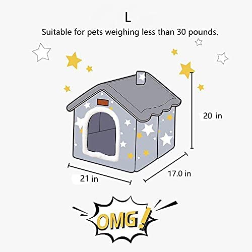 Dog House Indoor, Foldable Soft Kennel Bed Warm Cat Nest Puppy Cave with Cushion for Small Medium Large Dogs Cats (L-Within 30 lbs) - size: L-within 30 lbs