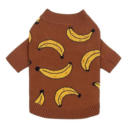 Fitwarm Banana Dog Sweater, Thermal Dog Winter Clothes for Small Dogs Boy Girl, Pet Outfit, Brown, Yellow, Medium - color: Banana, size: Medium