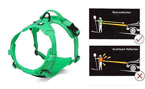 JUXZH Truelove No Pull Dog Harness with Easy Control Handle and 2 Leash Attachments,Reflective Adjustable Pet Vest - color: Grass Green, size: X-small (Pack of 1)