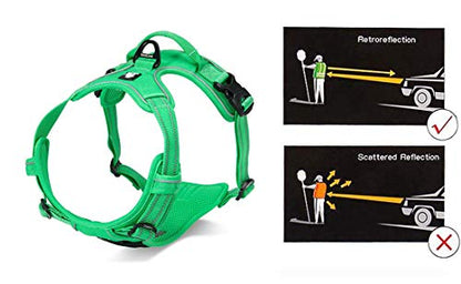 JUXZH Truelove No Pull Dog Harness with Easy Control Handle and 2 Leash Attachments,Reflective Adjustable Pet Vest - color: Grass Green, size: X-small (Pack of 1)