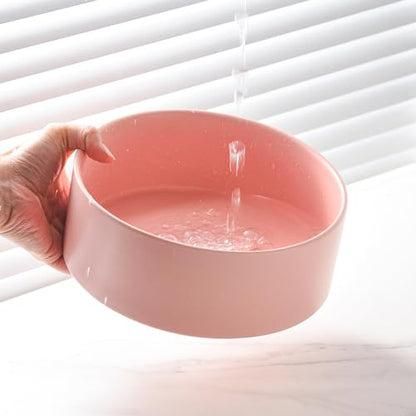 6'' Ceramic Raised Dog Bowl - 30Oz Dog Food & Water Bowl with Elevated Non-Slip Bamboo Stand, Dishwasher & Microwave Safe, Anti Vomiting Heavy Duty Pet Bowl for Small and Medium Dogs, Pink - color: 1 x Bowl + Stand - Pink, size: 6 inch