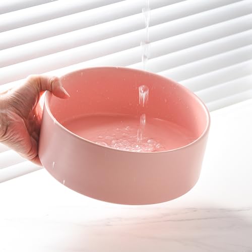8'' Ceramic Dog Bowl - 70Oz Classic Dogs Food & Water Bowl for Medium and Large Breeds, Heavy-Duty Non-Slip Dog Dish, Food Grade Stoneware Pet Bowl, Dishwasher & Microwave Safe, Pink - color: Bowl - Pink, size: 8 inch