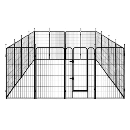 Amazon Basics Dog Playpen, 16 Panels Metal Fence with Door, Foldable for Indoor and Outdoor Use, Suitable for Small to Medium Sized Dogs, 42 Inch Height, Black - style: 16pcs-42"