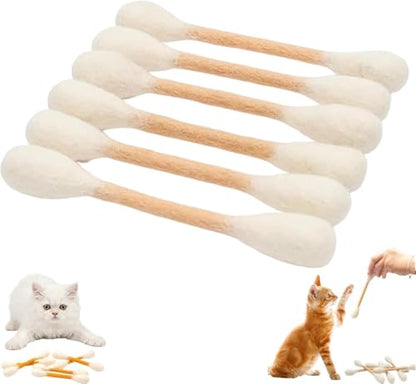 Cotton Swabs Cat with Catnip, 6 Pk Giant Kitten Chew Sticks,Interactive Kitty Kick Sticks for Cat Lovers Gift - Sturdy Teething Chew Toy (Beige) - color: Beige
