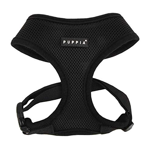 Puppia Soft Dog Harness No Choke Over-The-Head Triple Layered Breathable Mesh Adjustable Chest Belt and Quick-Release Buckle, Black, XX-Large - color: Black, size: XX-Large