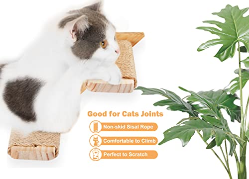 Cat Wall Steps 2-Pack, Two Step Cat Climbing Shelves, Wall-Mounted Reversible Stairway with Durable Sisal Scratching Rope, Ideal for Perching, Climbing, and Playing Furniture - color: 2 Pack 2 Steps