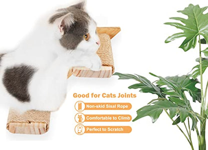 Cat Wall Steps 2-Pack, Two Step Cat Climbing Shelves, Wall-Mounted Reversible Stairway with Durable Sisal Scratching Rope, Ideal for Perching, Climbing, and Playing Furniture - color: 2 Pack 2 Steps