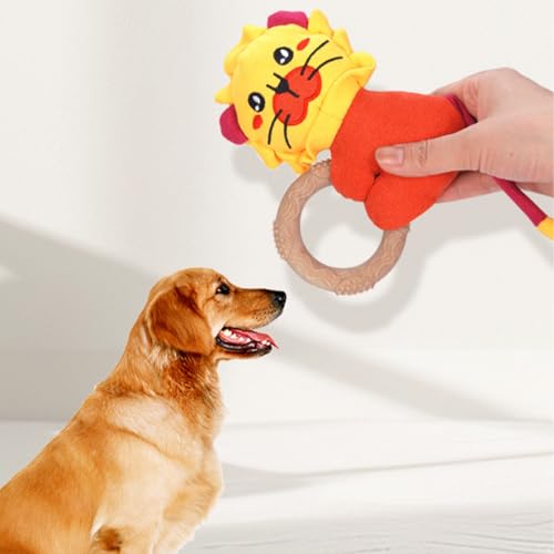 TiaoBug Puppy Teething Toy with Squeaky Soft Plush Dog Chew Toys for Small Dogs Interactive TPR Lion One Size - color: Lion