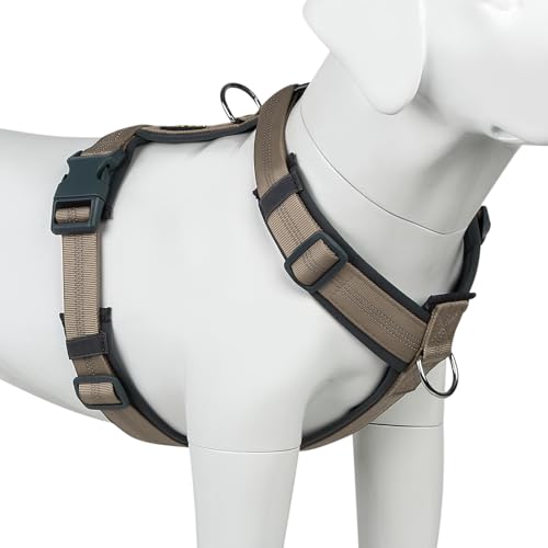 Plutus Pet No Pull Dog Harness, Adjustable Nylon Harness with Soft Padding, Reflective and Heavy Duty Dog Harness for Small, Medium, Large Dogs(Beige, M) - color: Beige, size: M