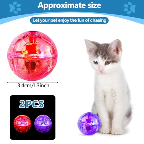 Sratte 2 Pcs Ghost Hunting Cat Ball Activated Cat Toy Motion LED Light Pet Balls Motion Dog Interactive Pet Toys Glowing Mini Running Exercise Supplies for Animals Activity (Pink,Purple) - color: Pink, Purple