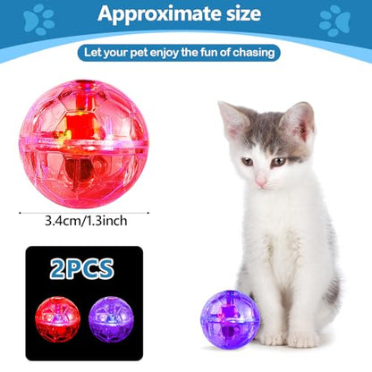 Sratte 2 Pcs Ghost Hunting Cat Ball Activated Cat Toy Motion LED Light Pet Balls Motion Dog Interactive Pet Toys Glowing Mini Running Exercise Supplies for Animals Activity (Pink,Purple) - color: Pink, Purple