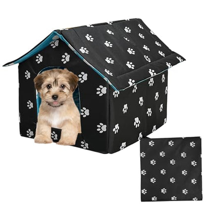 Soft Waterproof Dog House with Pad Pets Foldable Cool Cave Sleeping Bed for Dogs Cats Hamster Small Animal House All Weather Black - color: Black