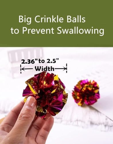 Mylar Crinkle Balls Cat Toys Interactive Crinkle Cat Toy Balls Independent Pet Kitten Cat Toys for Fat Cats Kittens Exercise, Soft and 2.36 to 2.5-Inch (24 Pack) - size: 24 Pack