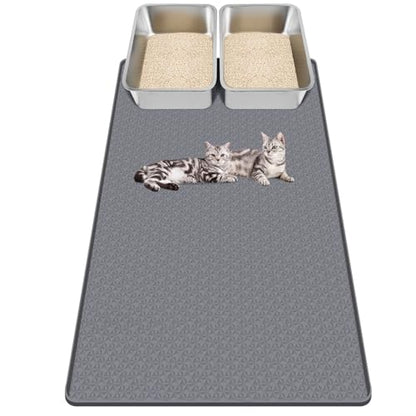 Kalolary Cat Litter Mats, 51" x 25.6" Extra Large Silicone Cat Mat for Litter Box, Easy to Clean Kitty Litter Trapping Mat, Soft on Kitty Paws, Waterproof, Urine-Proof Kitty Litter Mats for Floor,Grey - color: Grey: 130x65cm