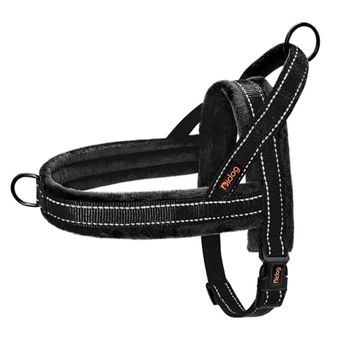 Didog Soft Flannel Padded Dog Vest Harness, No Pull/Quick Fit Reflective Dog Strap Harness, Easy for Training Walking (XS:Chest 15-18", Black) - color: Black, size: XS:chest 15-18"