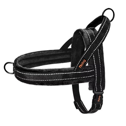 Didog Soft Flannel Padded Dog Vest Harness, No Pull/Quick Fit Reflective Dog Strap Harness, Easy for Training Walking (M:Chest 21-26", Black) - color: Black, size: M:chest 21-26"