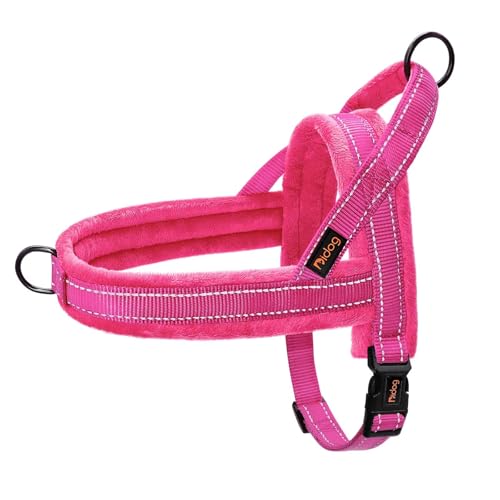 Didog Soft Flannel Padded Dog Vest Harness, No Pull/Quick Fit Reflective Dog Strap Harness, Easy for Training Walking (XS:Chest 15-18", Hot Pink) - color: Hot Pink, size: XS:chest 15-18"