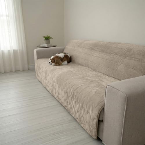 Paw Inspired Non-Slip Couch & Furniture Protector, Waterproof, Washable Bed & Couch Cover for Dogs, Cats, Pets (Anti-Slip, Beige) - color: Anti-slip Tan