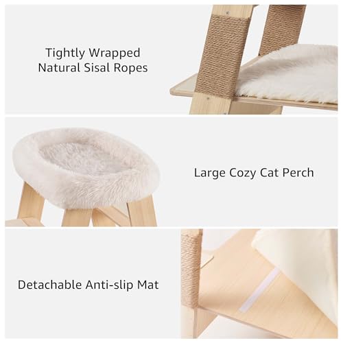 unipaws Pyramid Cat Tree, 5-Level Wooden Cat Ladder, Sturdy Tall Cat Climbing Tower with Cozy Hammock for Kittens and Indoor Cats - size: 5-Level Cat Ladder