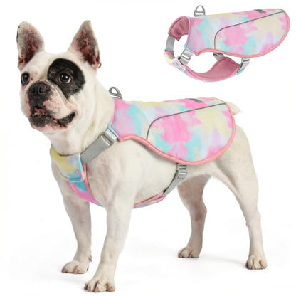 KYEESE Dog Cooling Vest Lightweight Jacket Cooling Vest for Dogs Adjustable Straps Summer with D Ring Breathable Dog Jacket Pet Cooling Vest UV Protection Reflective Stripe Pet T Shirt,Pink,XL - color: Pink, size: X-Large (28-40lbs)