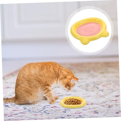 Kisangel Ceramic Cat Food Bowl for Whisker Fatigue Relief Shallow Bear-Shaped Dish for Cats and Small Dogs Non-Slip Design for Wet and Dry Feeding Easy to Pet Plate
