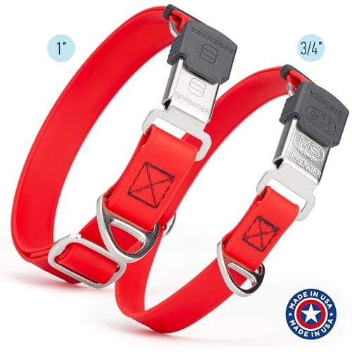 Biothane Waterproof Durable Dog Collar with Herm Sprenger - Quick Release ClicLock Buckle - Fits Medium and Large Dogs - Made in USA (Cherry Red, W 1" x L 15"-25") - color: Cherry Red, size: W 1" x L 15"-25"