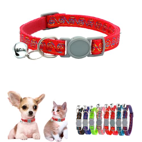 Hot Pink Bell Collar for Small Dogs, Puppy Collar Girl, Breakaway Kitten Bell Collar Safety Buckle Soft Nylon Adjustable for XXS Xs Small Pet Cat Dogs Animal Litter Tiny,Neck 7.5-12.6 inch - color: Hot Pink