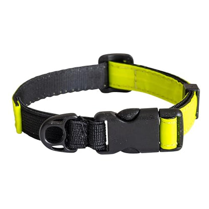 CatGoods Reflective Yellow Stretch Cat Collar – Escape-Safe Alternative to Breakaway, Adjustable, Comfortable, ID and Bell Attachment - color: Yellow