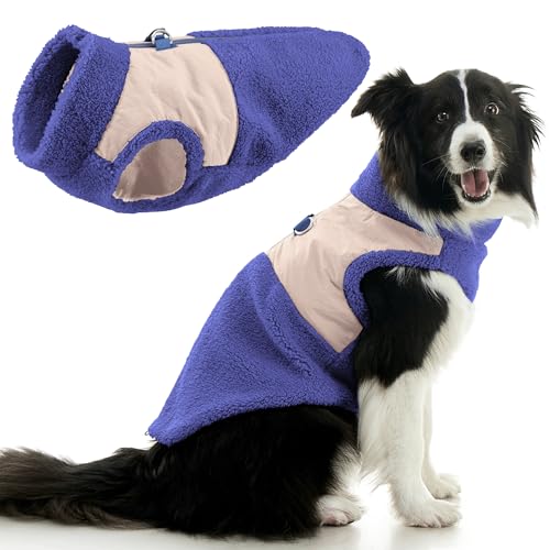 Gooby Zip Up Sherpa Vest - Purple, Small - Two Tone Fuzzy Fleece Dog Sweater with Built-in Harness and Extra Security for Small Dog and Medium Dog - color: Purple, size: Small (~16.5")