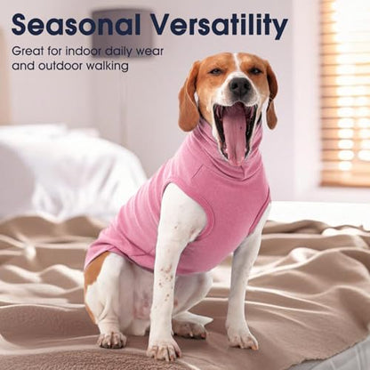 IECOii Dog Fleece Vest Sweater - Stretch Warm Pullover with Turtleneck,Pink,Large, Easy On/Off Winter Dog Sweater for Medium Large Dogs Girl Boy, Winter Fall Jumpsuit with High Neck - color: Pink, size: Large
