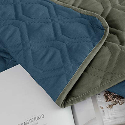 Ameritex Waterproof Dog Bed Cover Pet Blanket for Furniture Bed Couch Sofa Reversible - color: Green+navy Blue, size: 30x53 Inch (Pack of 1)