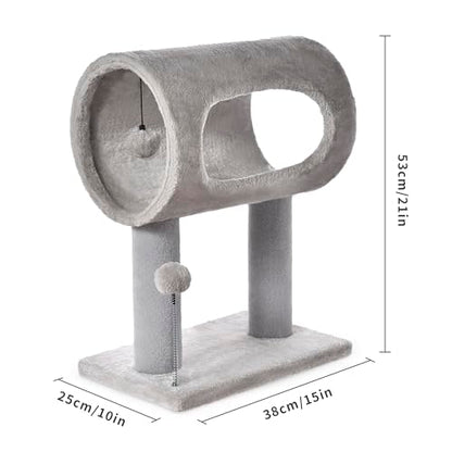 Cat Craft Scratching Post 20.5" Cat Tree with Tunnel Carpet Cat Tower Kitten Tree Cat Tree with Hanging Ball for Indoor Cat, Grey - color: Light Grey