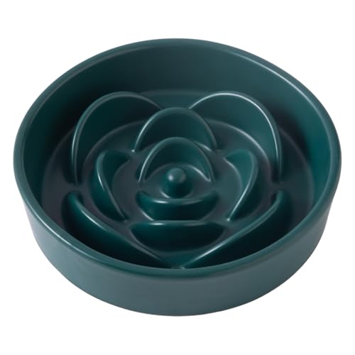 8.25'' Ceramic Slow Feeder Dog Bowls - Petal Shape Modern Dog Food Dish for Medium and Large Breeds, Puzzle Maze Bowl to Slow Down Eating, Anti-Gulping, Dishwasher & Microwave Safe, Green - color: Green, size: 8.25 inch
