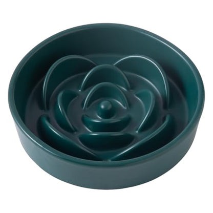 8.25'' Ceramic Slow Feeder Dog Bowls - Petal Shape Modern Dog Food Dish for Medium and Large Breeds, Puzzle Maze Bowl to Slow Down Eating, Anti-Gulping, Dishwasher & Microwave Safe, Green - color: Green, size: 8.25 inch