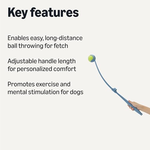 Amazon Basics Dog Ball Launcher with Detachable Handle, Tennis Ball Included, Plastic Pet Fetch Thrower - style: dog ball launcher
