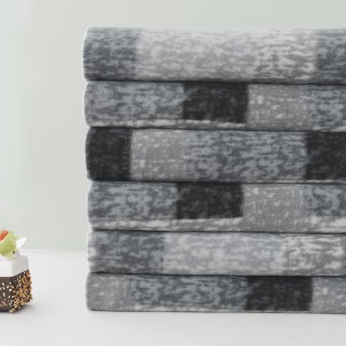 ZYFZCYBL Fleece Throw Blankets for Couch Bulk Lightweight Warm Soft Cozy Blanket 6 Pack Bulk Fleece Blanket Solid for Bed Couch Office Gifts Outdoor 50 x 60 inch Grey Plaid - color: Plaid (Grey)