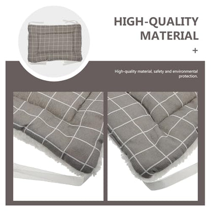 SEWACC Winter Thickened Plush Two-Sided Cat Mat 50x35cm Warm Soft Pet Cushion for Cat Cage Indoor Use Washable Gray Plaid Pet Pad