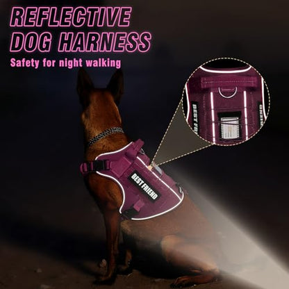 Tactical Dog Harness Medium Sized Dog,No Pull Military Dog Vest with Handle,Reflective Heavy Duty Pet Harness for Walking Hiking Training Pink M - color: Hot Pink, size: Medium