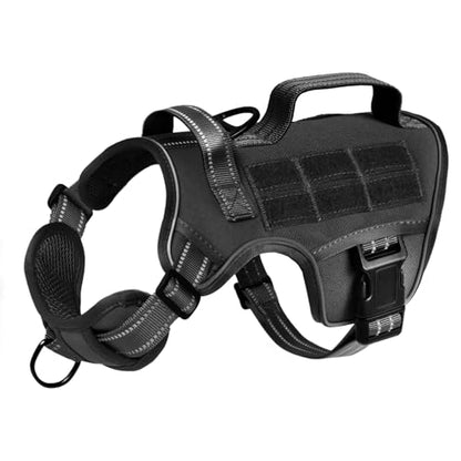 Small Dog Harness, Heavy Duty Tactical No Pull Dog Harness, No Choke, Easy On and Off Pet Vest with Molle System, Adjustable Reflective Dog Vest with Breathable Padded for Walking Hiking Training - color: Black, size: S(Neck:16-22",Chest:20-28"),18-35 lbs