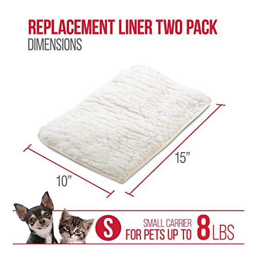 Sherpa Replacement Liners for Travel Pet Carriers - Soft Absorbent Dog Kennel Pad with Waterproof Backing, Machine Washable Dog Crate Pads, 14.5x9.75in - 2 Pack, White, Small - size: Small