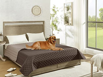 gogobunny 100% Double Sided Waterproof Dog Blanket Soft Pet Bed Cover Reversible Protect Furniture Couch Sofa Car for Puppy Cat Kids (Dark Chocolate/Light Chocolate, 82x82 Inch (Pack of 1)) - color: Dark Chocolate/Light Chocolate, size: 82x82 Inch (Pack o