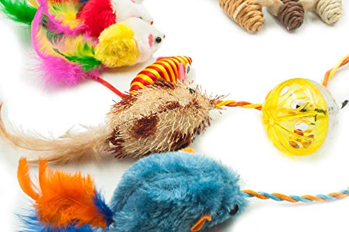 Fashion's Talk Mouse Cat Toys Mixed Bag 27 Assorted Mice Toy for Cats Kitten Catnip,Feather,Furry,Rattle,Plush,Interactive Kitty Toys - size: Assorted mice pack