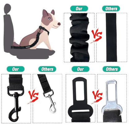 Dog Seat Belt, Durability Retractable Dog Car Harness Adjustable Dog Seat Belt for Vehicle Nylon Pet Safety Seat Belts Heavy Duty & Elastic - color: Set 01 Pack A-White
