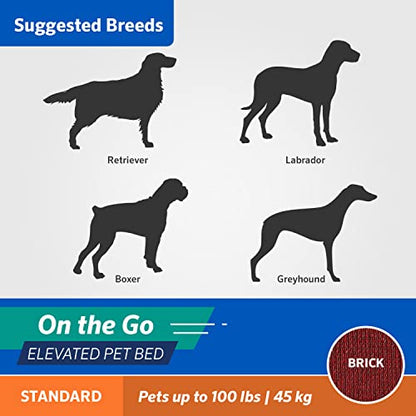 Coolaroo On-The-Go Elevated Dog Bed - Foldable Pop-Up Travel Dog Bed with Breathable, Moisture-Resistant Fabric, Carry Bag Included, Lightweight & Portable, Brick, Large - color: Brick, style: Large