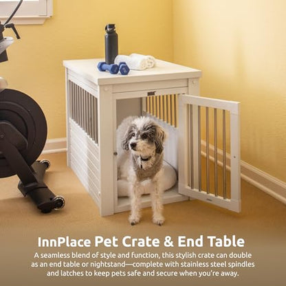 New Age Pet ecoFLEX Pet Crate/End Table, Medium, Antique White, Model:EHHC404M - color: Antique White, size: 29.5"L x 21.1"W x 25.2"H