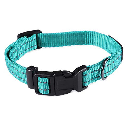Max and Neo NEO Nylon Buckle Reflective Dog Collar - We Donate a Collar to a Dog Rescue for Every Collar Sold (X-Small, Teal) - color: Teal, size: Extra Small