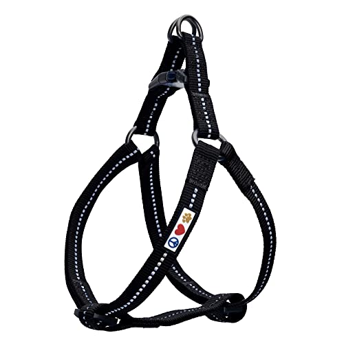 Pawtitas Recycled Reflective Step-in Dog Harness – Adjustable No-Pull Vest for Puppies to Seniors Safe & Comfortable XS Black - color: Black Recycled, size: X-Small (Pack of 1)