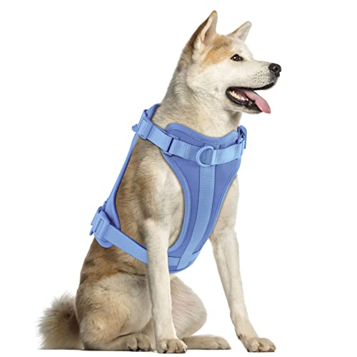 No Pull Lightweight Dog Harness: Adjustable Breathable Pet Vest Harness with Soft & Comfortable Cushion for Small Medium Large Dogs (L, Blue) - color: Blue, size: L:Neck=17"-22"/Chest=25"-36.5"