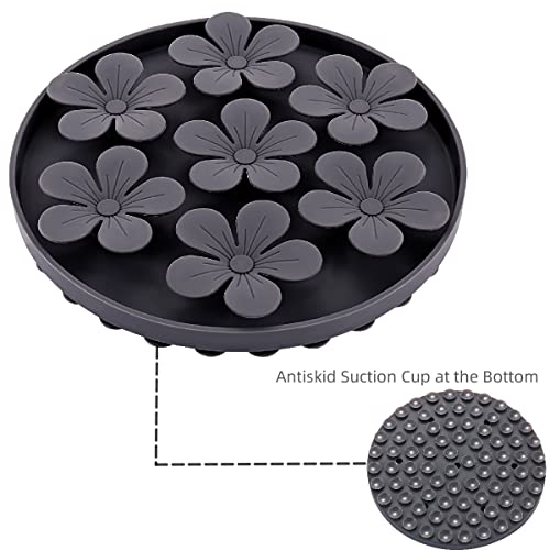Slow Feeder,Cat Help Slow Down Eating Speed Cut Flower Silicone Rubber Cute Slow Feeder for Puppy/Cat/Dog - color: Gray