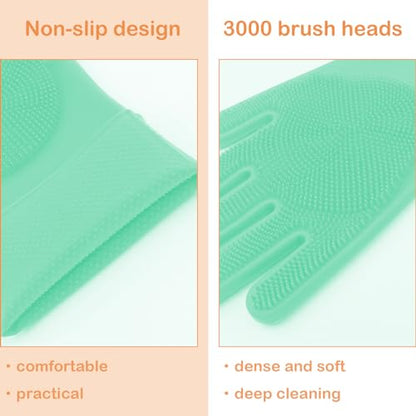 Pet Grooming Gloves, Dog Bathing Gloves with High-Density Teeth, Heat Resistant Silicone Cat Hair Remover with Enhanced Five Finger Design, Bathing and Massaging for Dogs and Cats (Green) - color: Green